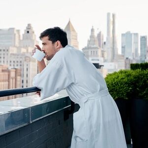 LUXURIOUS UNISEX H‎ BY FRETTE 100% COTTON LIGHTWEIGHT KIMONO ROBE MADE IN TURKEY